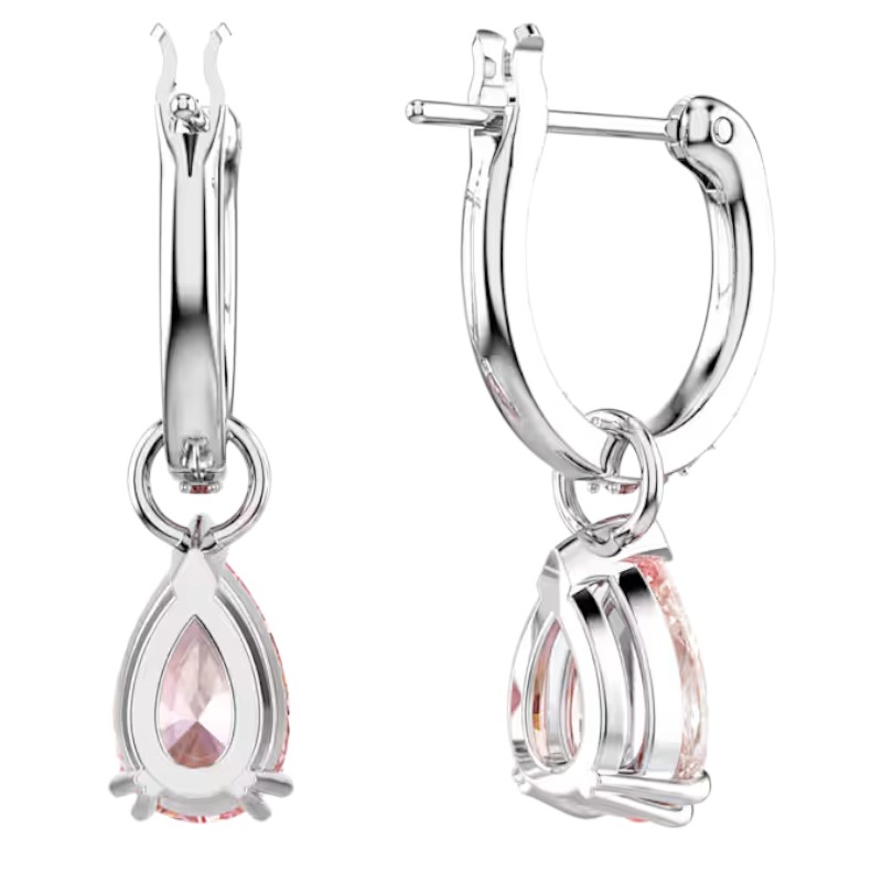 Swarovski Pear Cut Attract Drop Earrings, Pink and Rhodium Plated