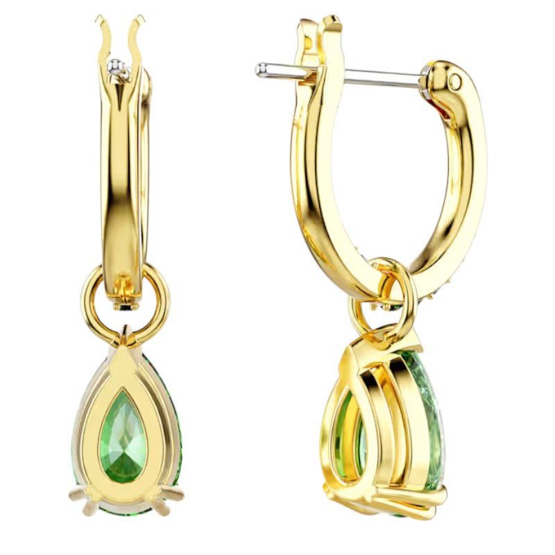 Swarovski Pear Cut Attract Drop Earrings, Green and Gold Tone Plated