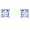 Swarovski Square Cut Matrix Stud Earrings, Blue and Rhodium Plated