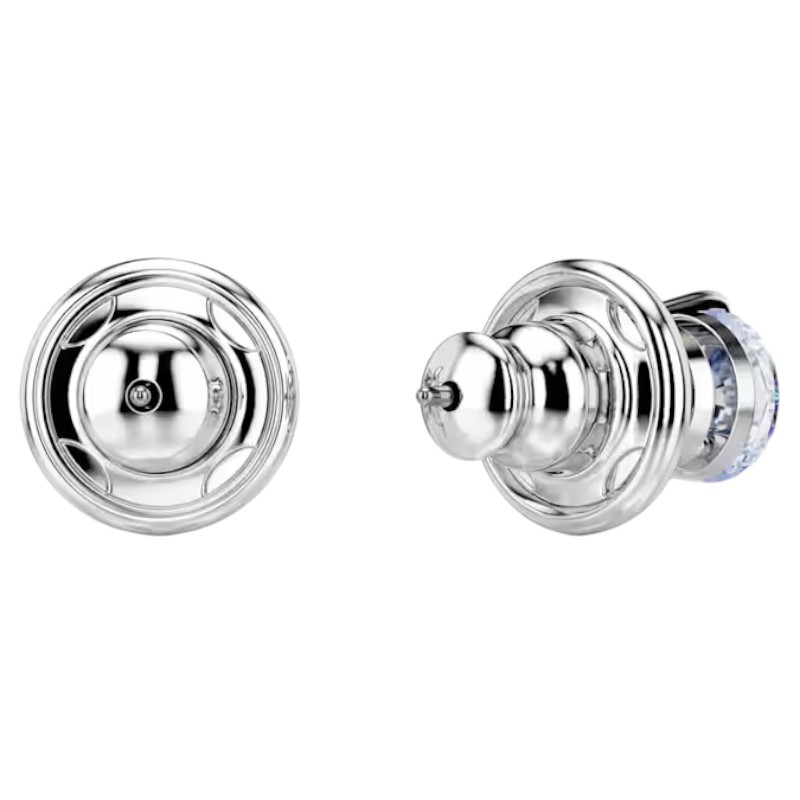 Swarovski Round Cut Solitaire Stud Earrings, Blue and Rhodium Plated
