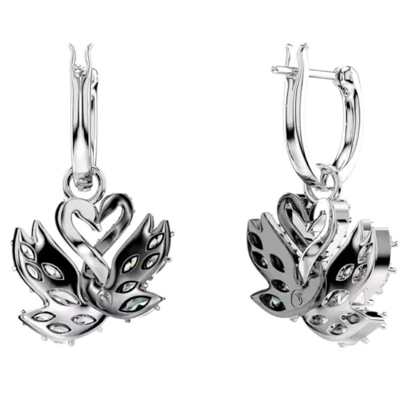 Swarovski Swan Drop Earrings, Black