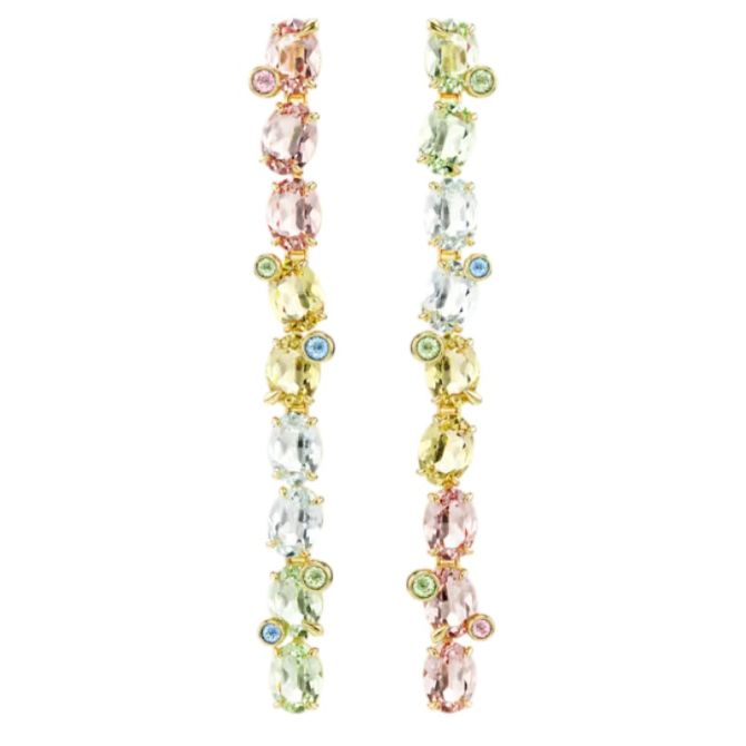 Swarovski Asymmetrical Gema Mixed Cuts Long Drop Earrings, Multicolor
