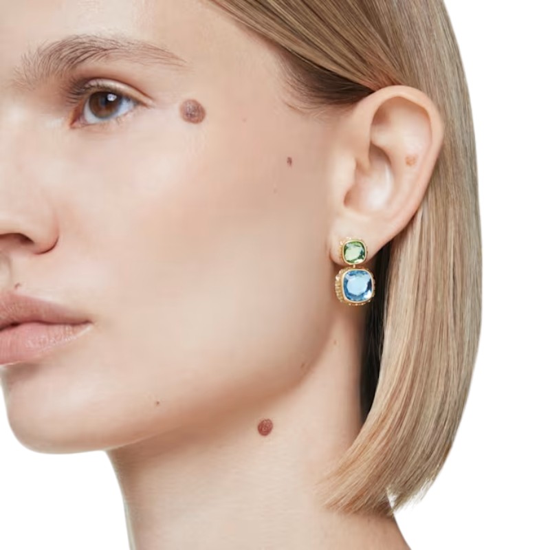 Swarovski Cushion Cut Chroma Drop Earrings, Multicolor