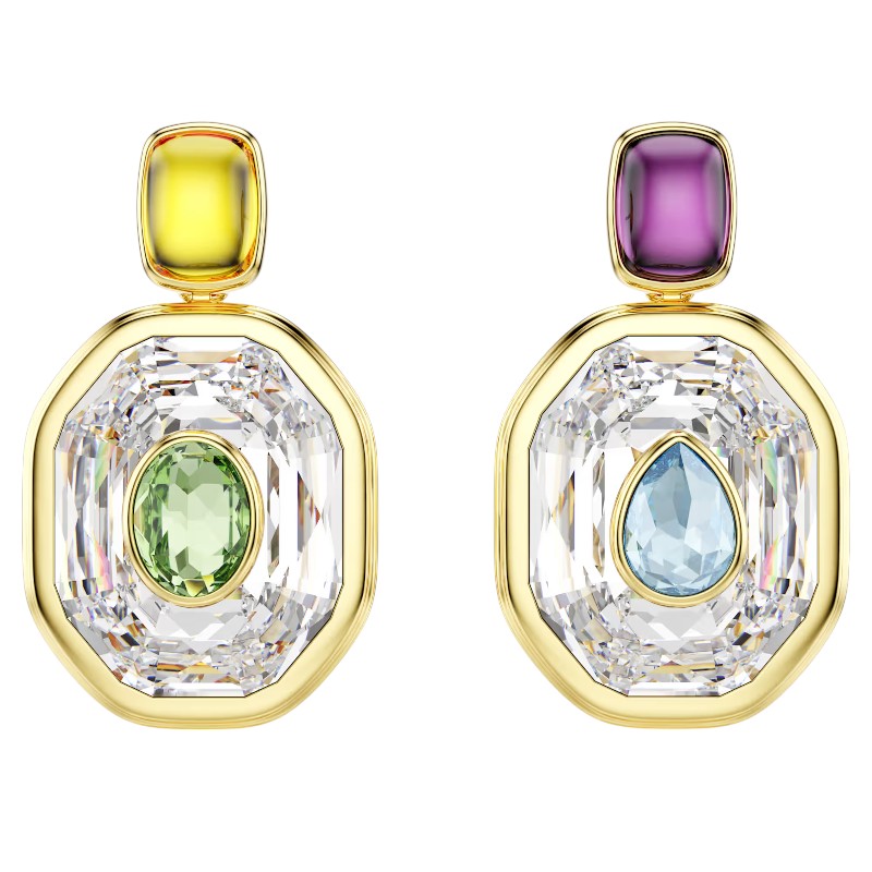 Swarovski Asymmetrical Octagon Cut Chroma Drop Earrings, Multicolor
