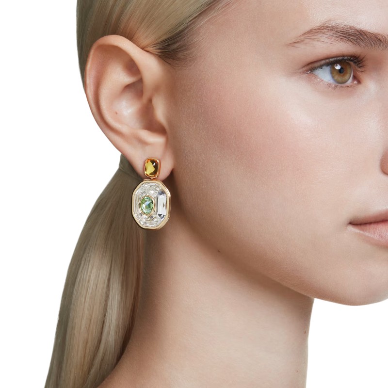 Swarovski Asymmetrical Octagon Cut Chroma Drop Earrings, Multicolor
