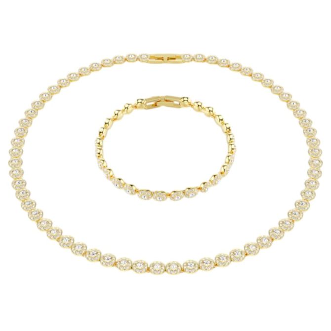 Swarovski Round Cut Una Angelic Set, White and Gold Tone Plated
