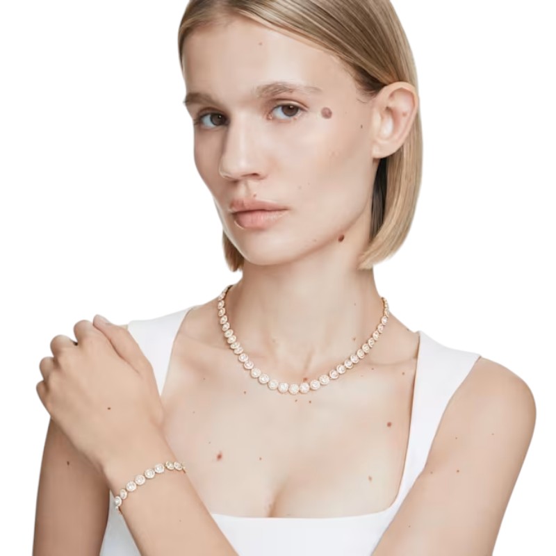 Swarovski Round Cut Una Angelic Set, White and Gold Tone Plated
