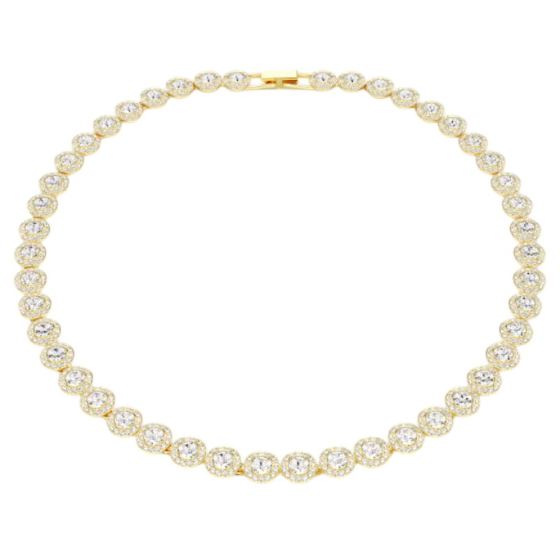 Swarovski Round Cut Una Angelic Tennis Necklace, Yellow Gold Tone Plated