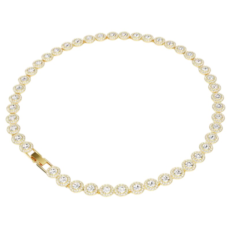 Swarovski Round Cut Una Angelic Tennis Necklace, Yellow Gold Tone Plated