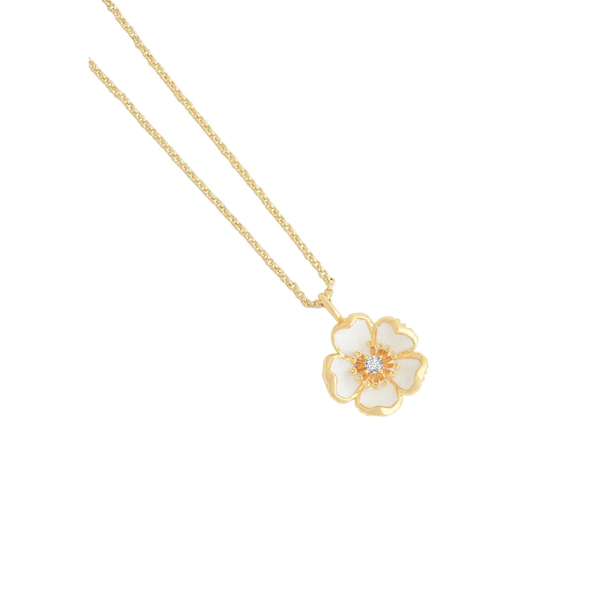 Anabel Aram Wildflowers Enameled Pendant Necklace