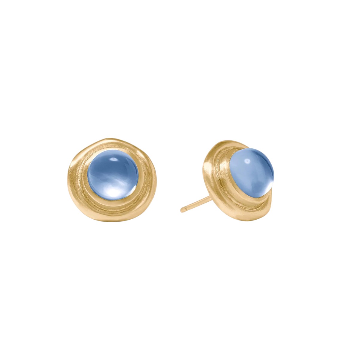 Julie Vos Wave Stone Stud Earrings, Iridescent Chalcedony Blue