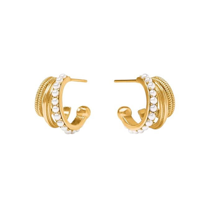 Julie Vos Hydra Triple Hoop Earrings, Pearl