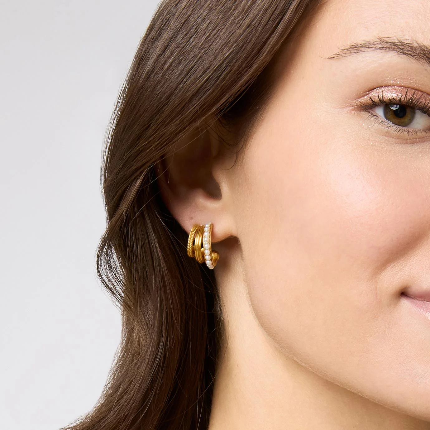 Julie Vos Hydra Triple Hoop Earrings, Pearl