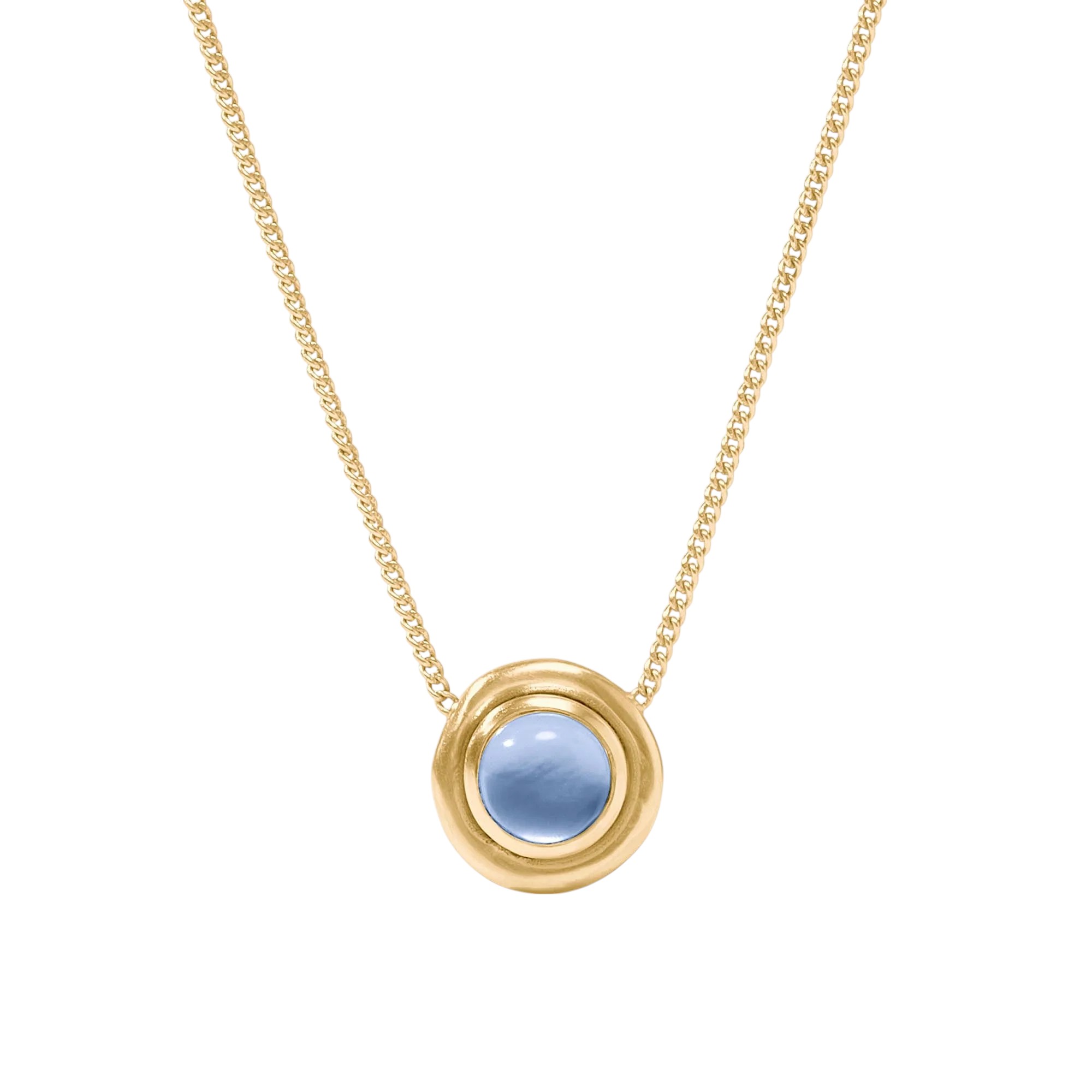 Julie Vos Wave Stone Delicate Necklace, Iridescent Chalcedony Blue