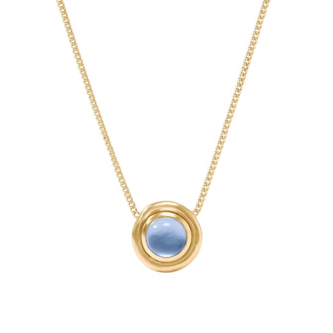 Julie Vos Wave Stone Delicate Necklace, Iridescent Chalcedony Blue