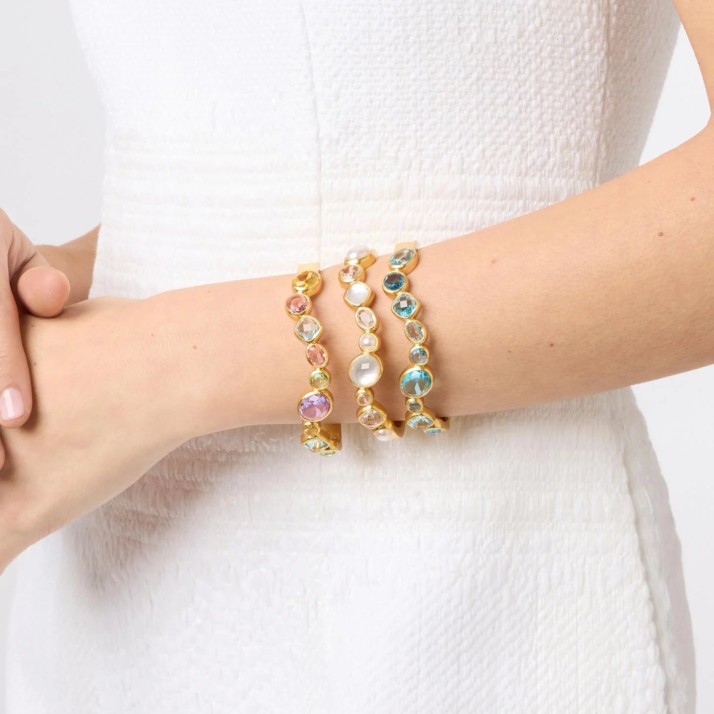 Julie Vos Kaleidoscope Hing Bangle, Multi Stone