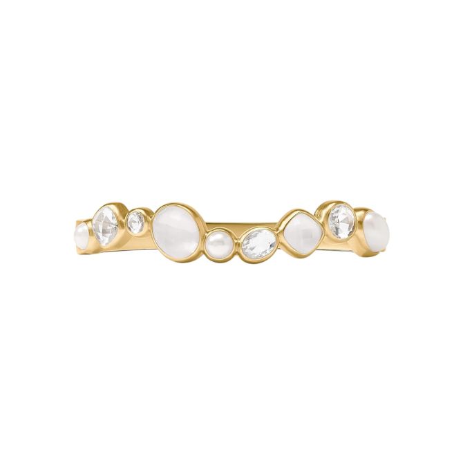 Julie Vos Kaleidoscope Hing Bangle, Iridescent Clear Crystal