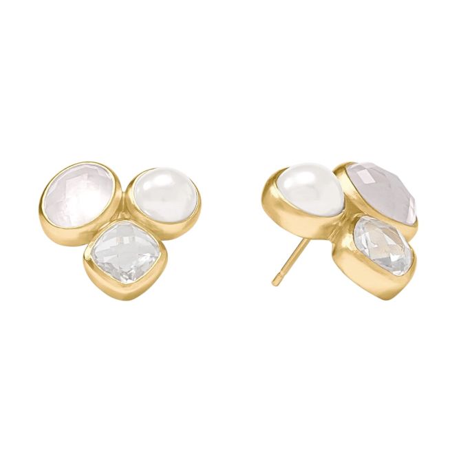 Julie Vos Kaleidoscope Statement Stud Earrings, Iridescent Clear Crystal