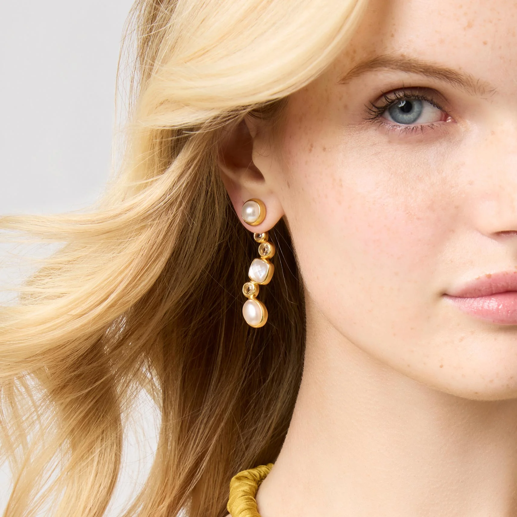 Julie Vos Kaleidoscope Earring Jacket, Iridescent Clear Crystal