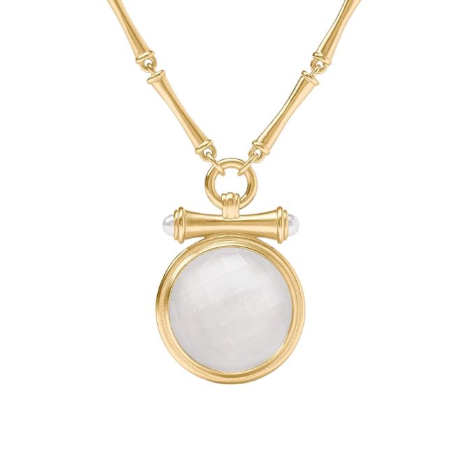 Julie Vos Bamboo Statement Necklace, Iridescent Clear Crystal