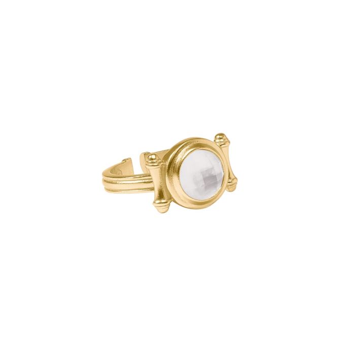 Julie Vos Bamboo Stone Ring, Iridescent Clear Crystal