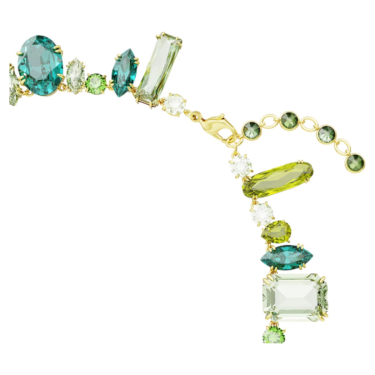 Swarovski Mixed Cuts Gema Necklace, Green and Gold Tone Plated