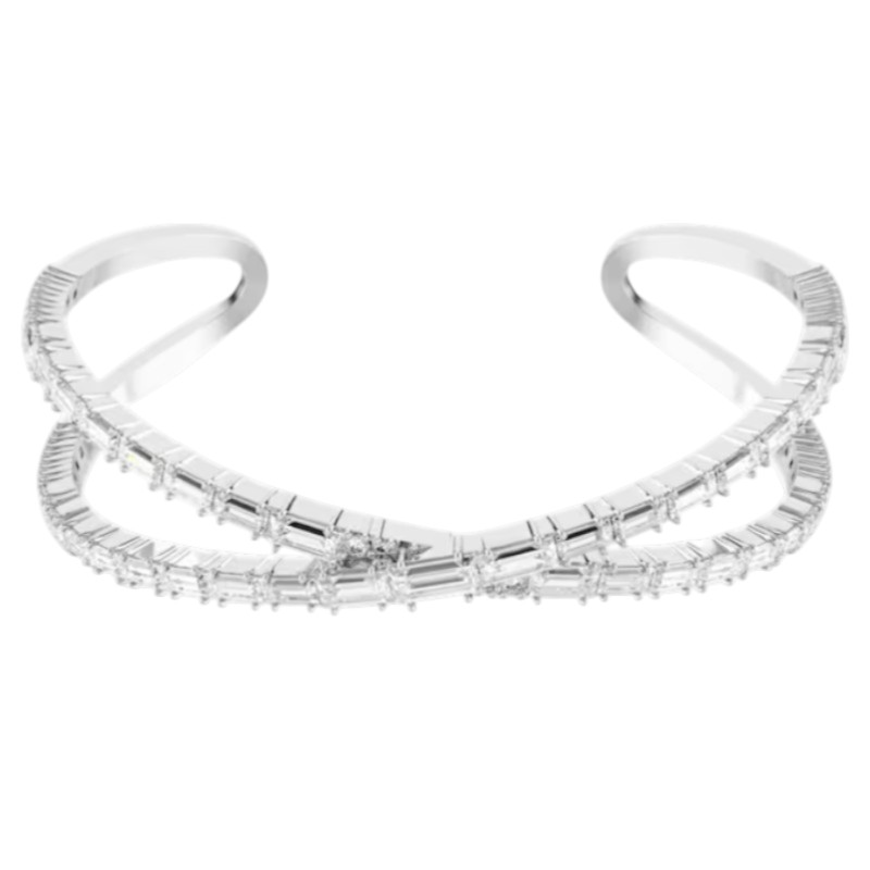 Swarovski Infinity White and Rhodium Plated Hyperbola Cuff Bracelet, Medium
