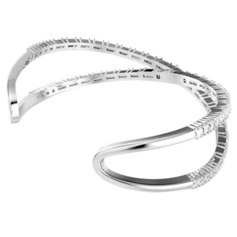 Swarovski Infinity White and Rhodium Plated Hyperbola Cuff Bracelet, Medium