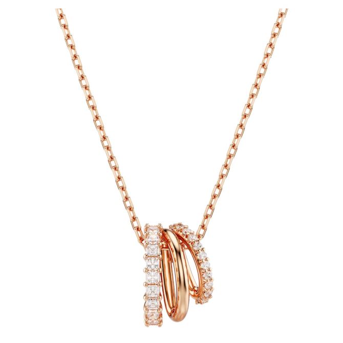 Swarovski Mixed Cuts Hyperbola Pendant Necklace, White and Rose Gold Tone Plated