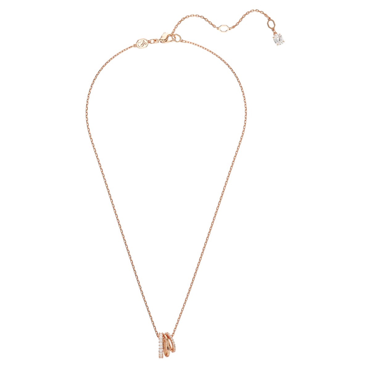 Swarovski Mixed Cuts Hyperbola Pendant Necklace, White and Rose Gold Tone Plated