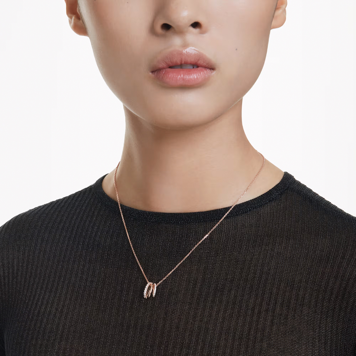 Swarovski Mixed Cuts Hyperbola Pendant Necklace, White and Rose Gold Tone Plated