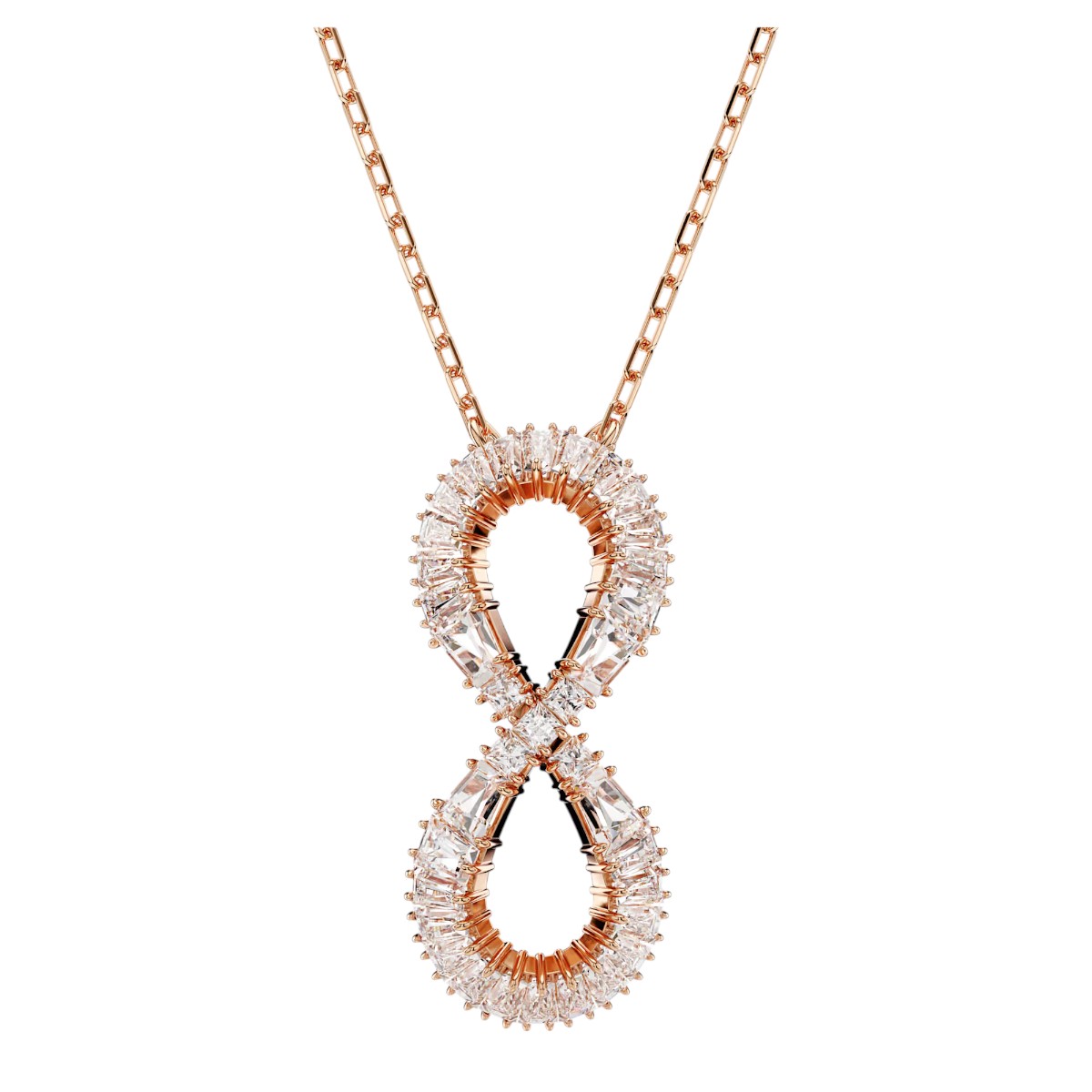 Swarovski Infinity Hyperbola Pendant Necklace, White and Rose Gold Tone Plated