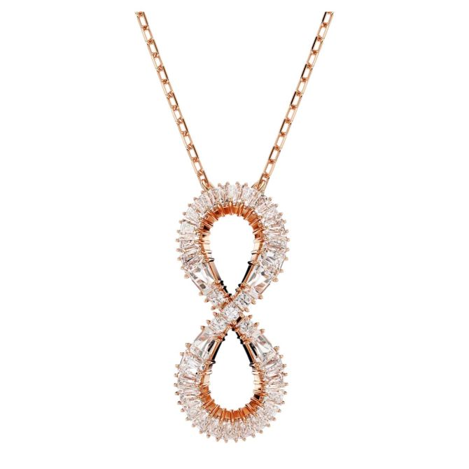 Swarovski Infinity Hyperbola Pendant Necklace, White and Rose Gold Tone Plated