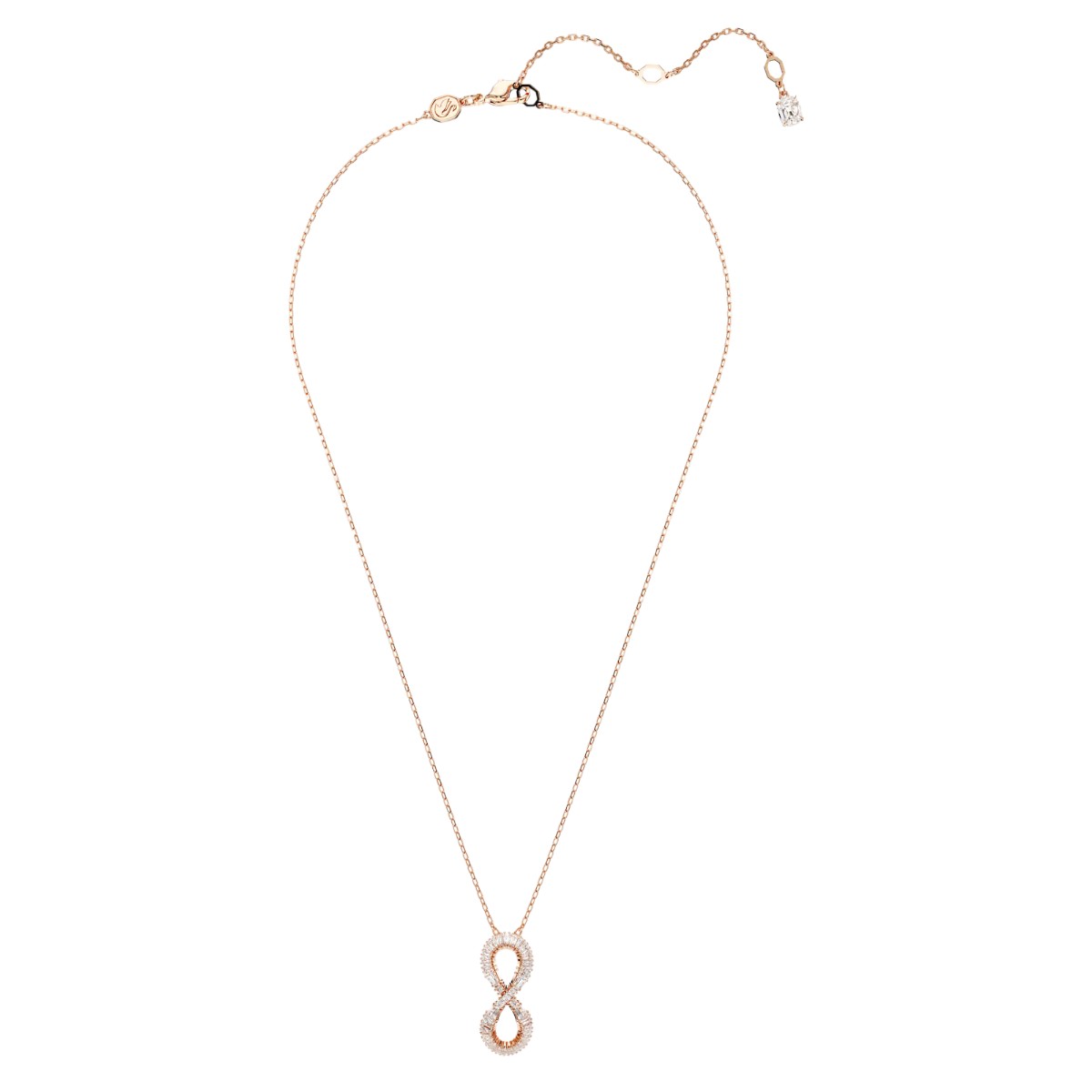 Swarovski Infinity Hyperbola Pendant Necklace, White and Rose Gold Tone Plated