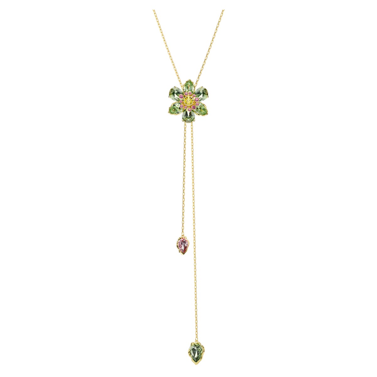 Swarovski Mixed Cuts Flower Idyllia Y Pendant Necklace, Multicolored and Gold Tone Plated