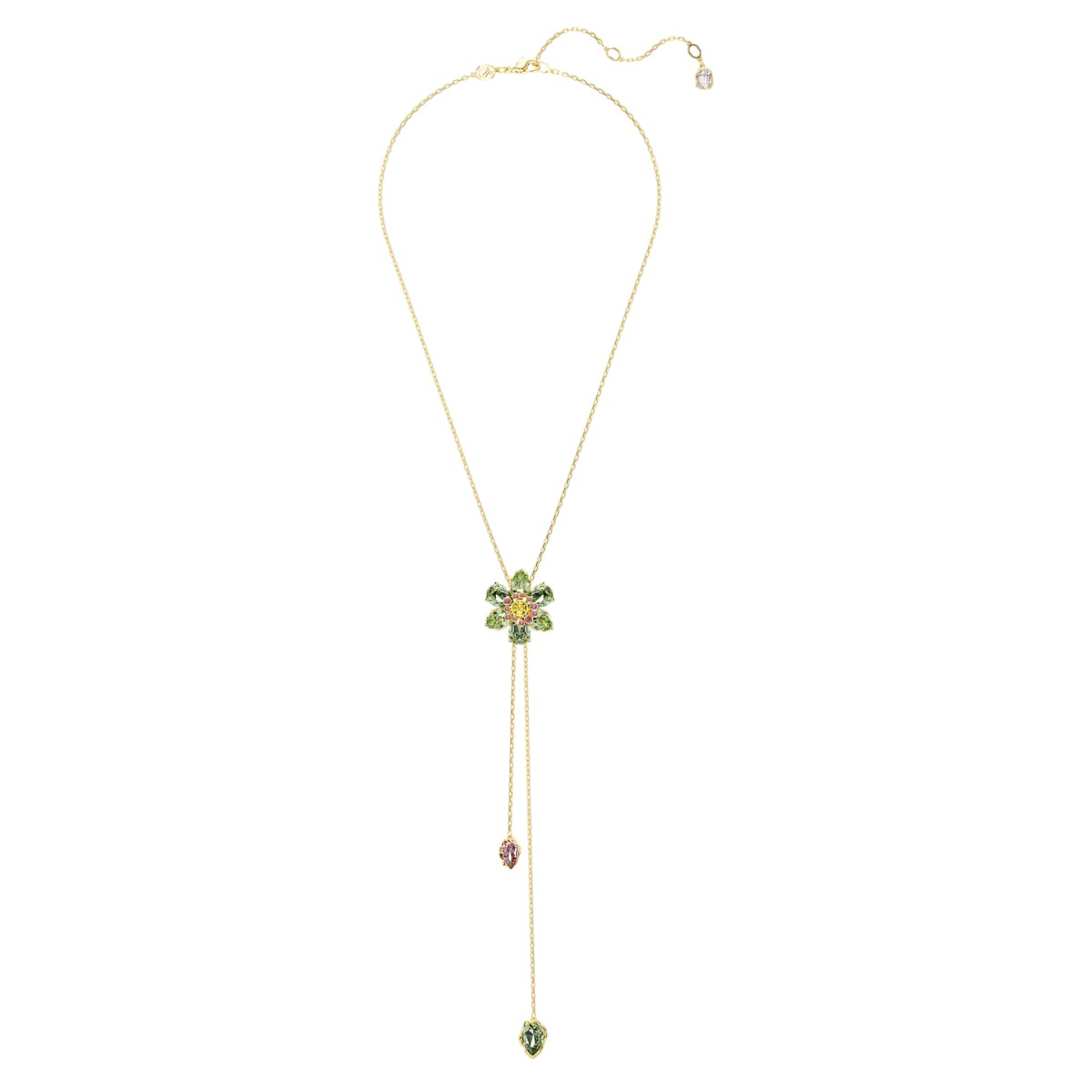 Swarovski Mixed Cuts Flower Idyllia Y Pendant Necklace, Multicolored and Gold Tone Plated
