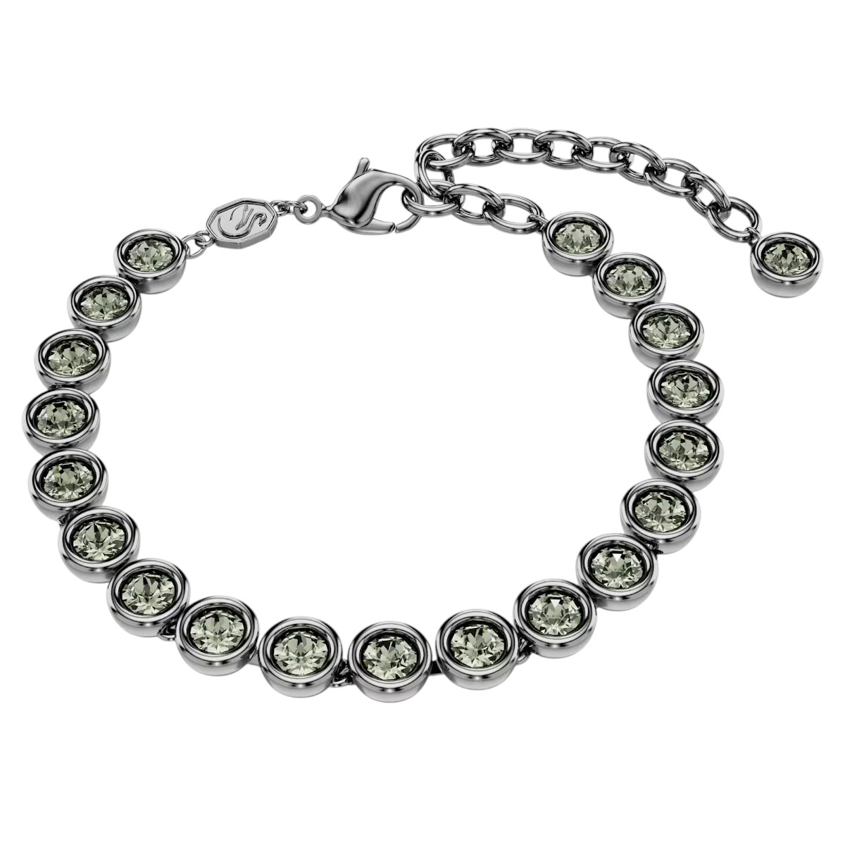 Swarovski Round Cut Imber Tennis Bracelet, Black and Ruthenium Plated