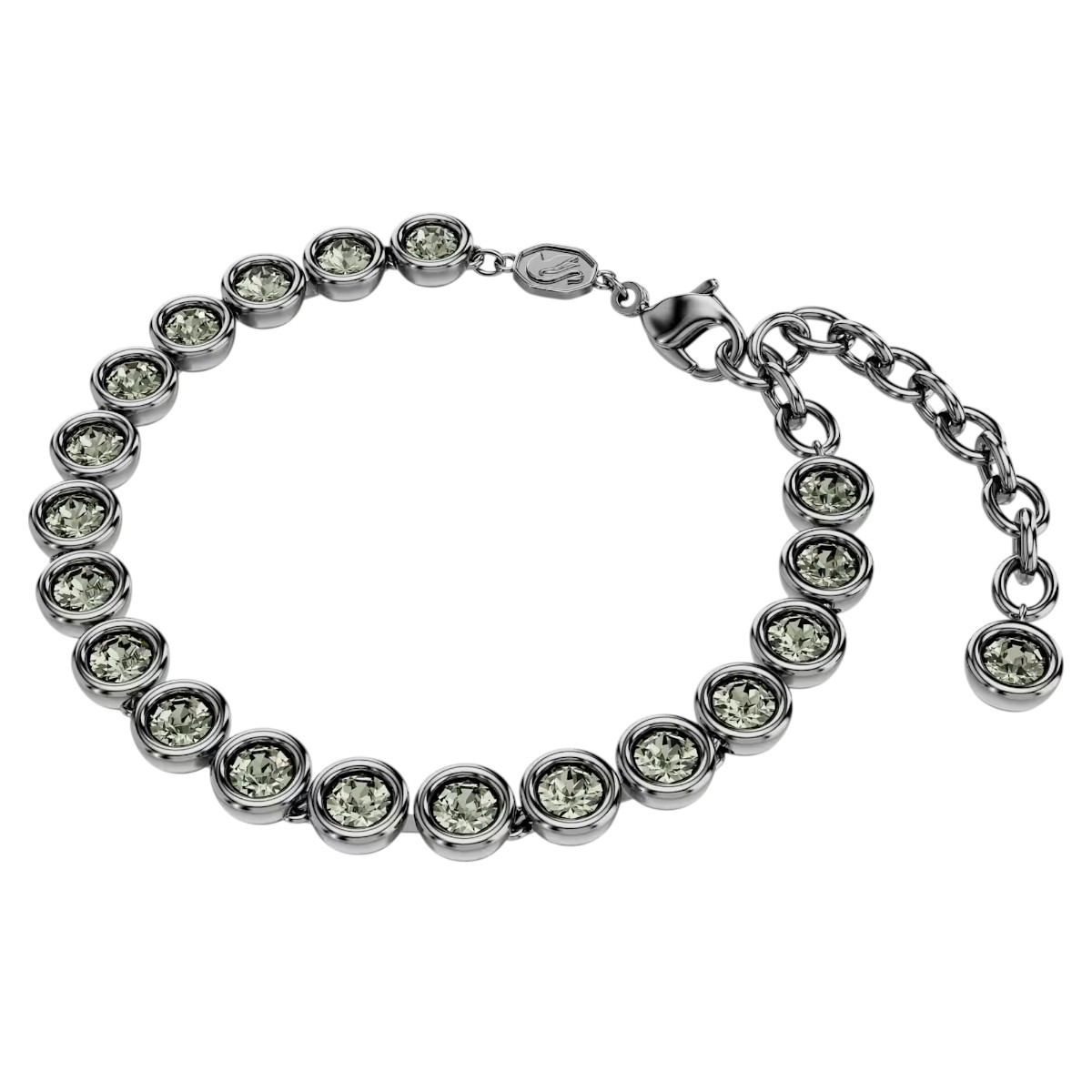 Swarovski Round Cut Imber Tennis Bracelet, Black and Ruthenium Plated
