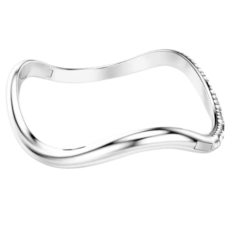 Swarovski Round Cut White and Rhodium Plated Sublima Bangle Bracelet, Large