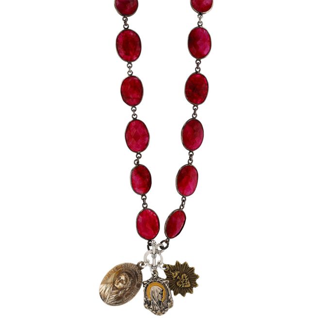Miracle Icons by Mary Jo Pane Ruby Necklace, 22"