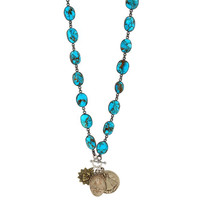 Miracle Icons by Mary Jo Pane Turquoise Necklace, 22"