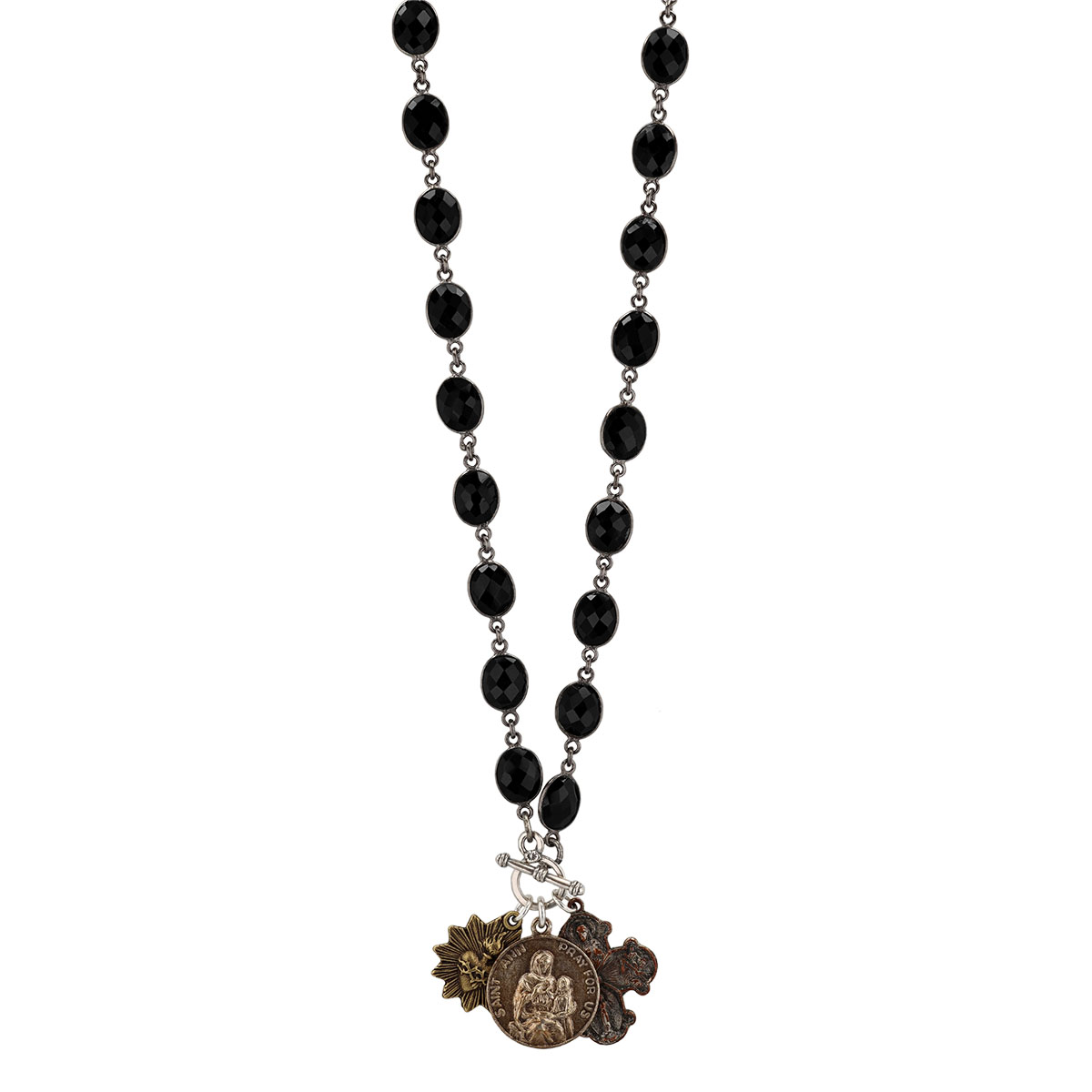Miracle Icons by Mary Jo Pane Black Onyx Chalcedony Necklace, 24
