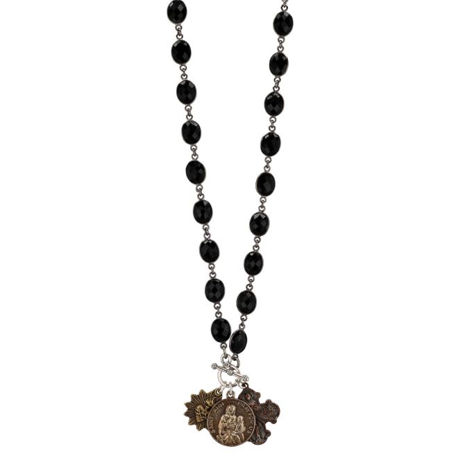 Miracle Icons by Mary Jo Pane Black Onyx Chalcedony Necklace, 24"