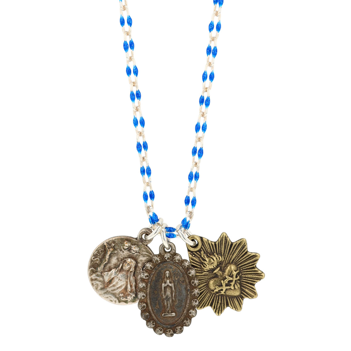 Miracle Icons by Mary Jo Pane Sterling Silver Blue Enamel Necklace, 18