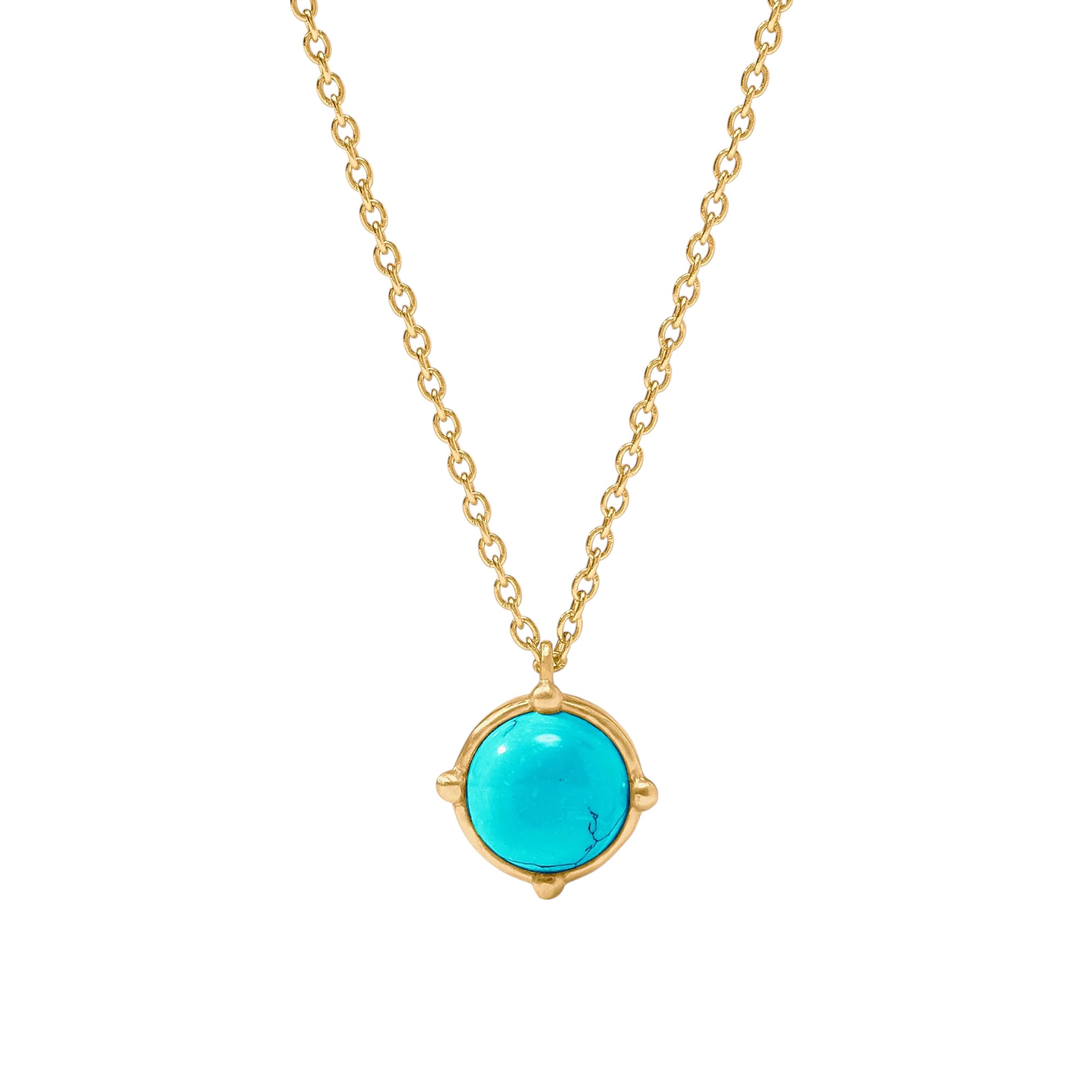 Julie Vos Gold Honeybee Solitaire Necklace, Turquoise Blue