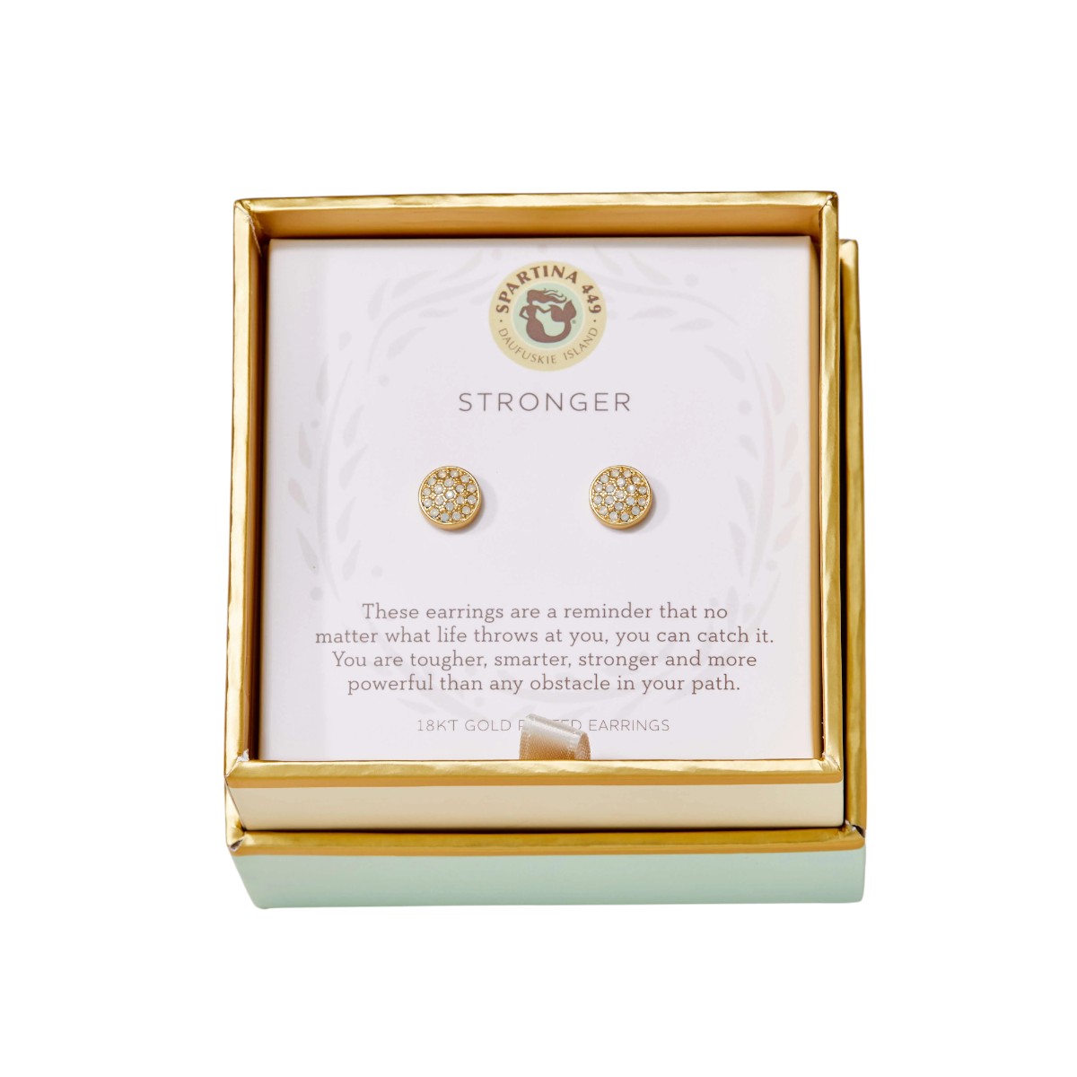 Spartina 449 Stronger Pave Disk Stud Earrings, Gold Plated