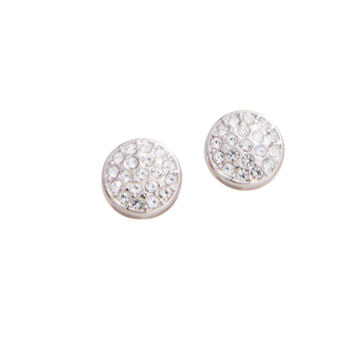 Spartina 449 Stronger Pave Disk Stud Earrings, Silver Plated