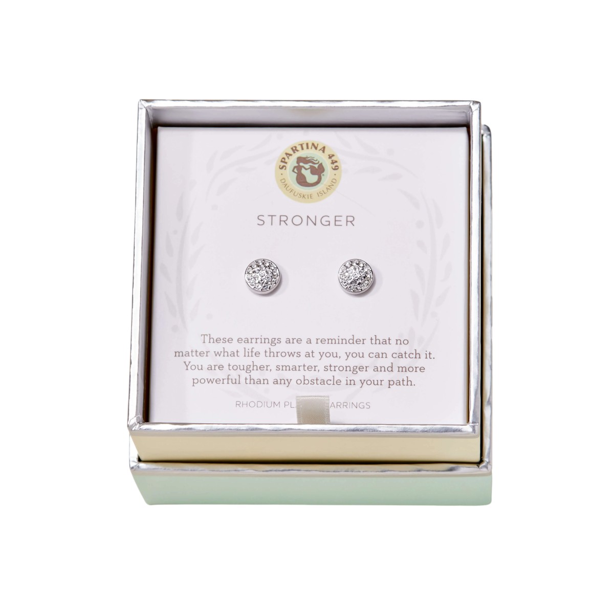 Spartina 449 Stronger Pave Disk Stud Earrings, Silver Plated