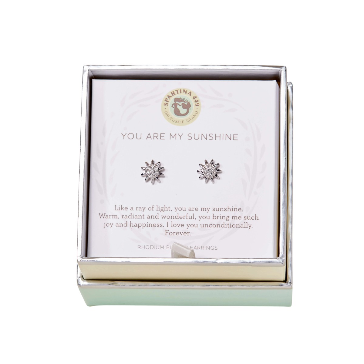 Spartina 449 Sunshine Sun Stud Earrings, Silver Plated