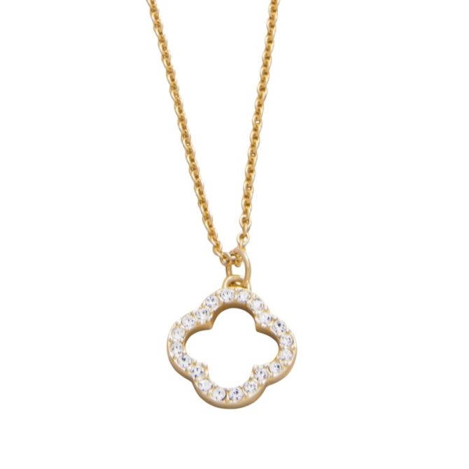 Spartina 449 Yellow Gold Tone Sea La Vie Lucky One Quatrefoil Necklace, 18"
